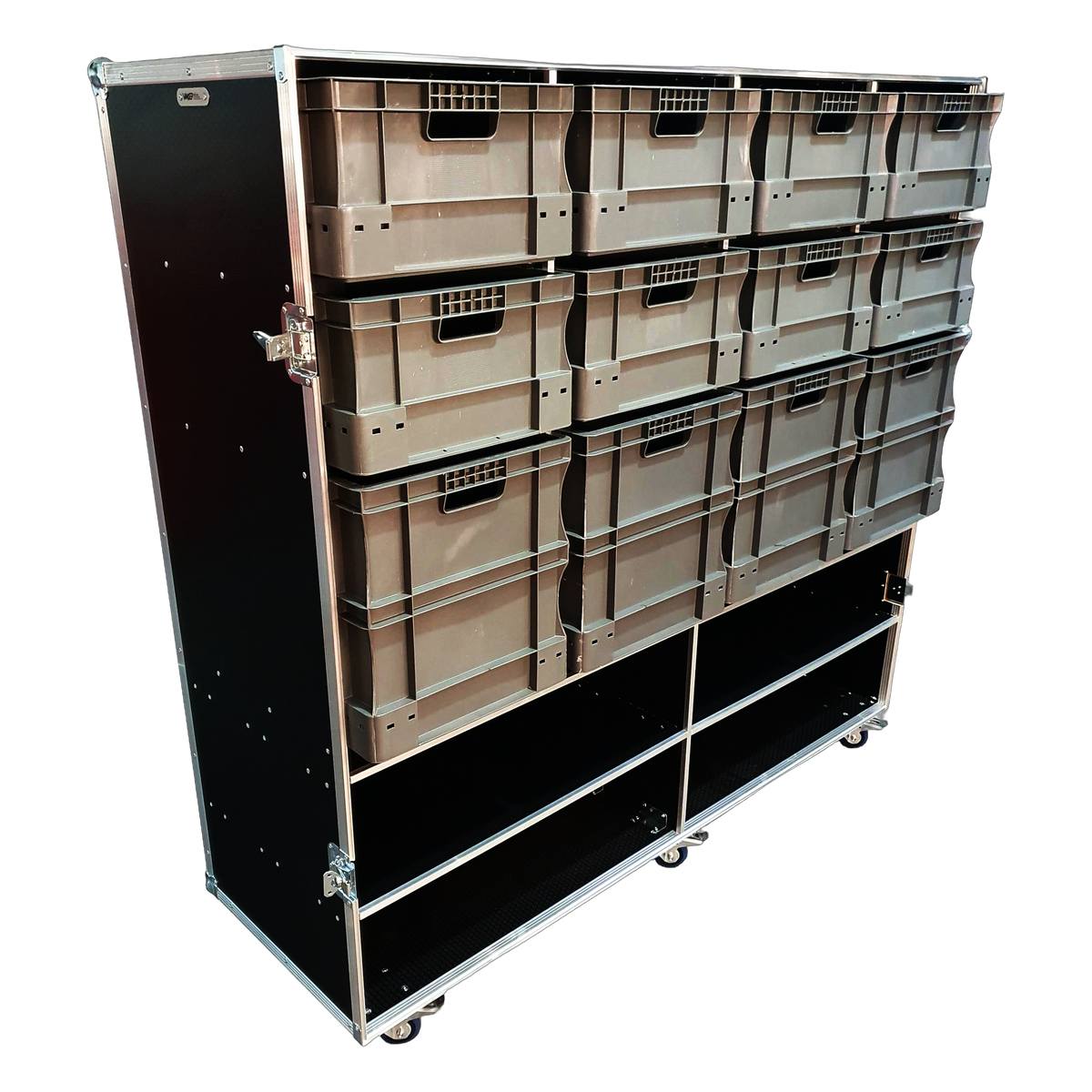 12 X Euro Container Case With 4 Shelves & Removable Front Cover - VME-EC27