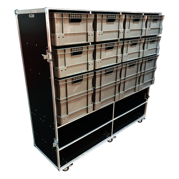 12 X Euro Container Case With 4 Shelves & Removable Front Cover - VME-EC27