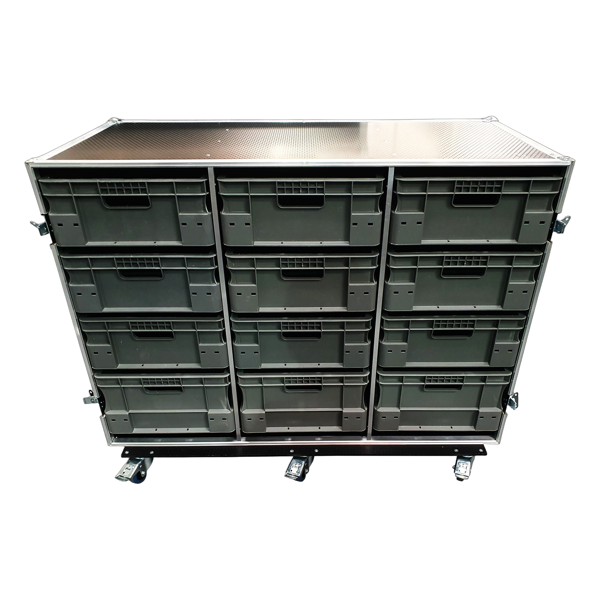 12 X Euro Container Flight Case With Removable Front Cover - VME-EC34