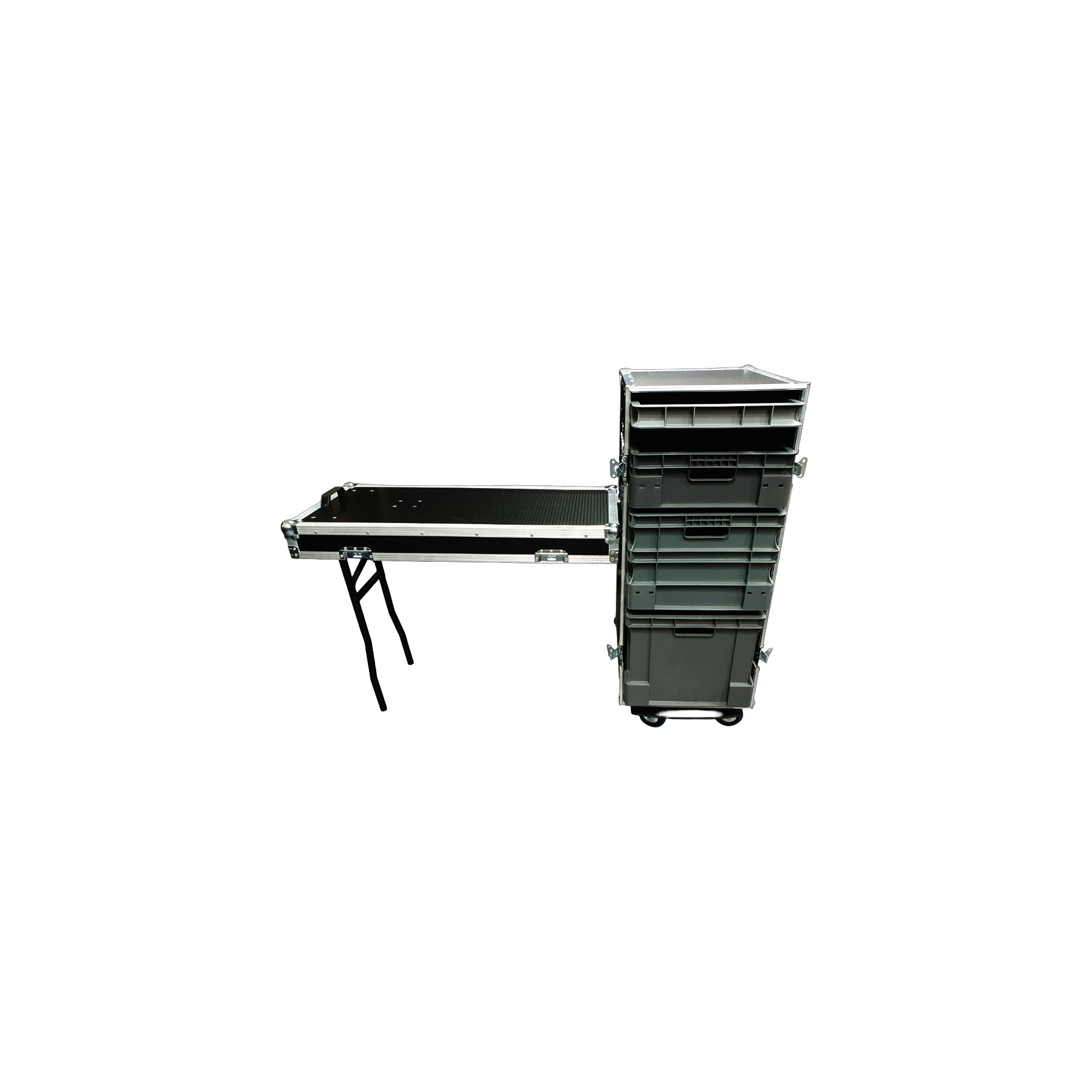 4 x Euro Container Flight Case With Side Table - VME-EC26.