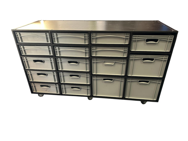 Four Column Compartmented Euro Container Flight Case VME-EC52, front