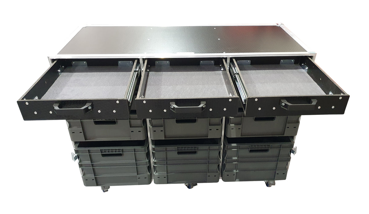 9 Box Euro Container Case With 3 X Draws - VME-EC1 view 4