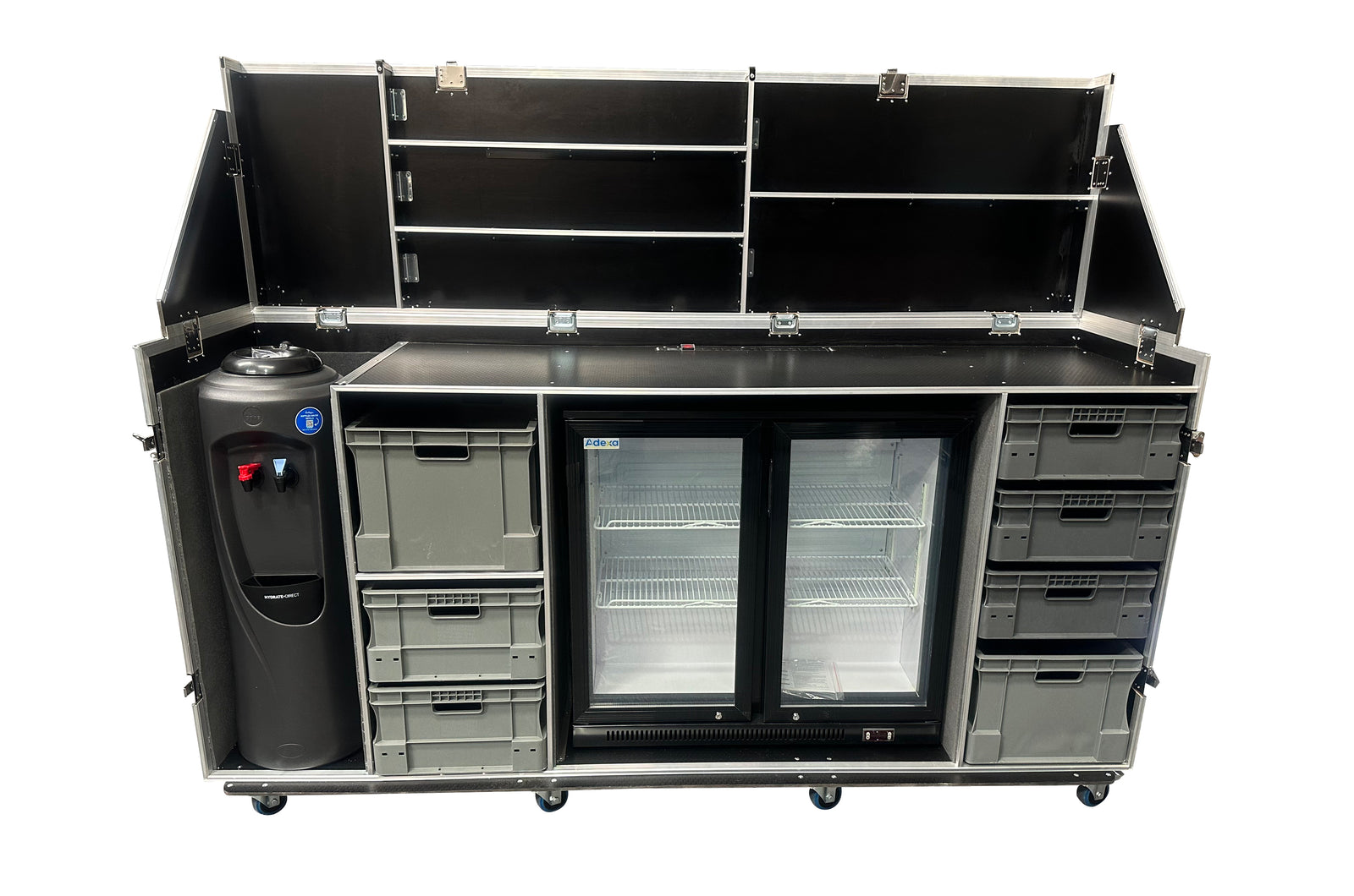 Hospitality Flight Case With Dual Glass Front Fridge & Water Cooler - VME-HC22 view 4