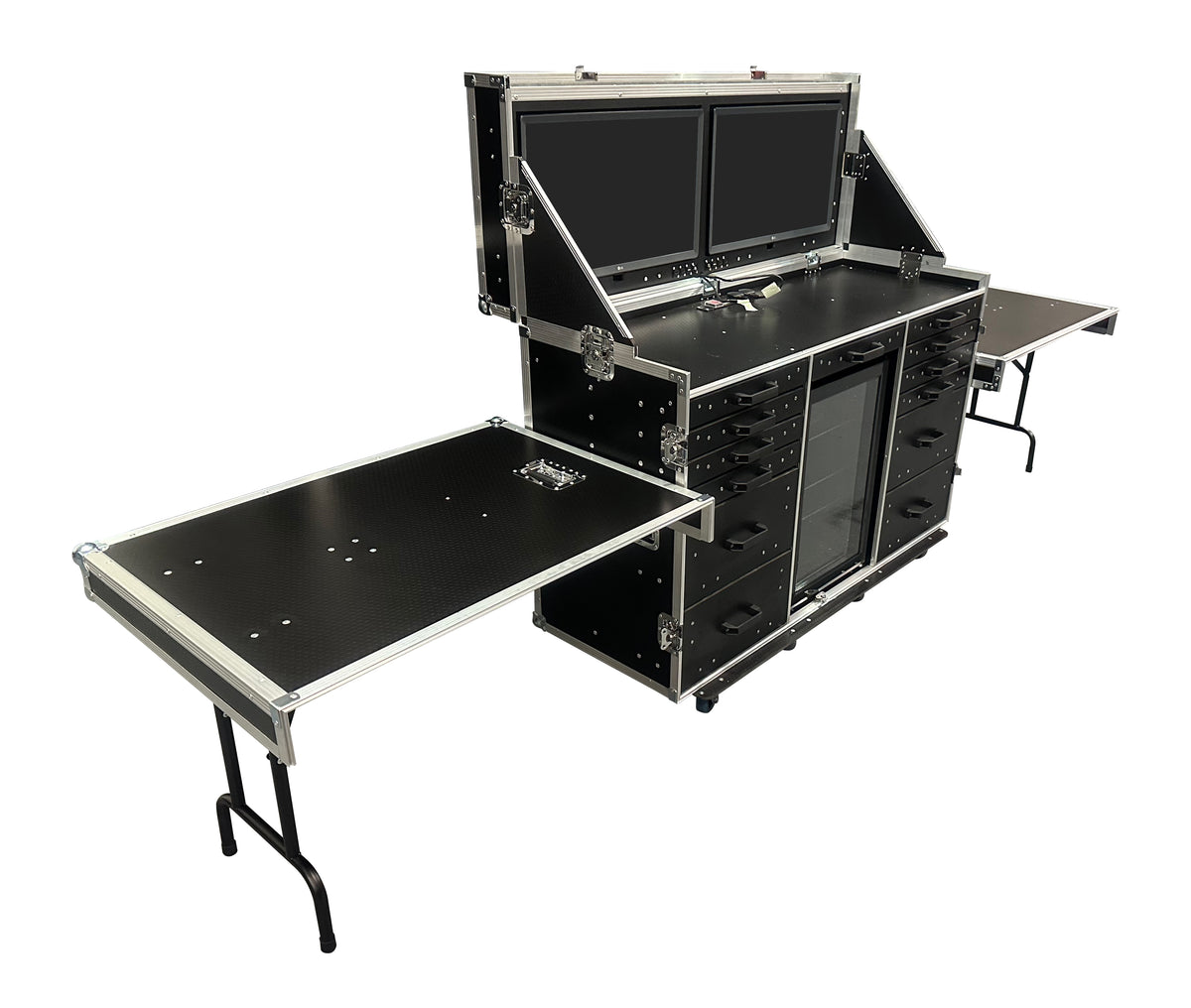 2 X 28" Smart TV & Glass Front Fridge Flight Case - VME-Data23 view 2