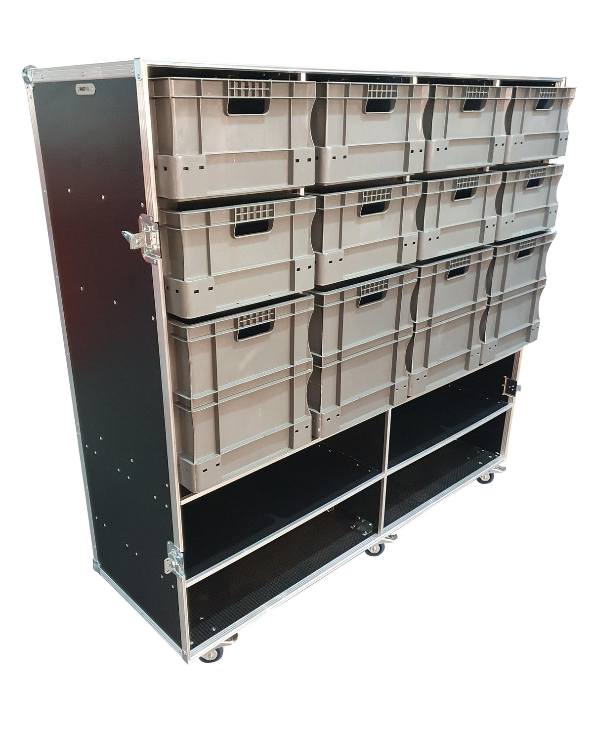 12 X Euro Container Case With 4 Shelves & Removable Front Cover - VME-EC27