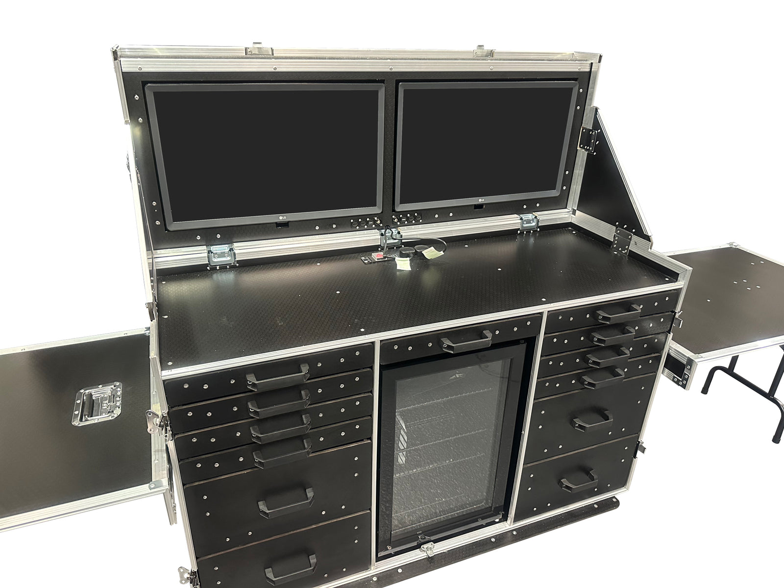 2 X 28" Smart TV & Glass Front Fridge Flight Case - VME-Data23 view 3