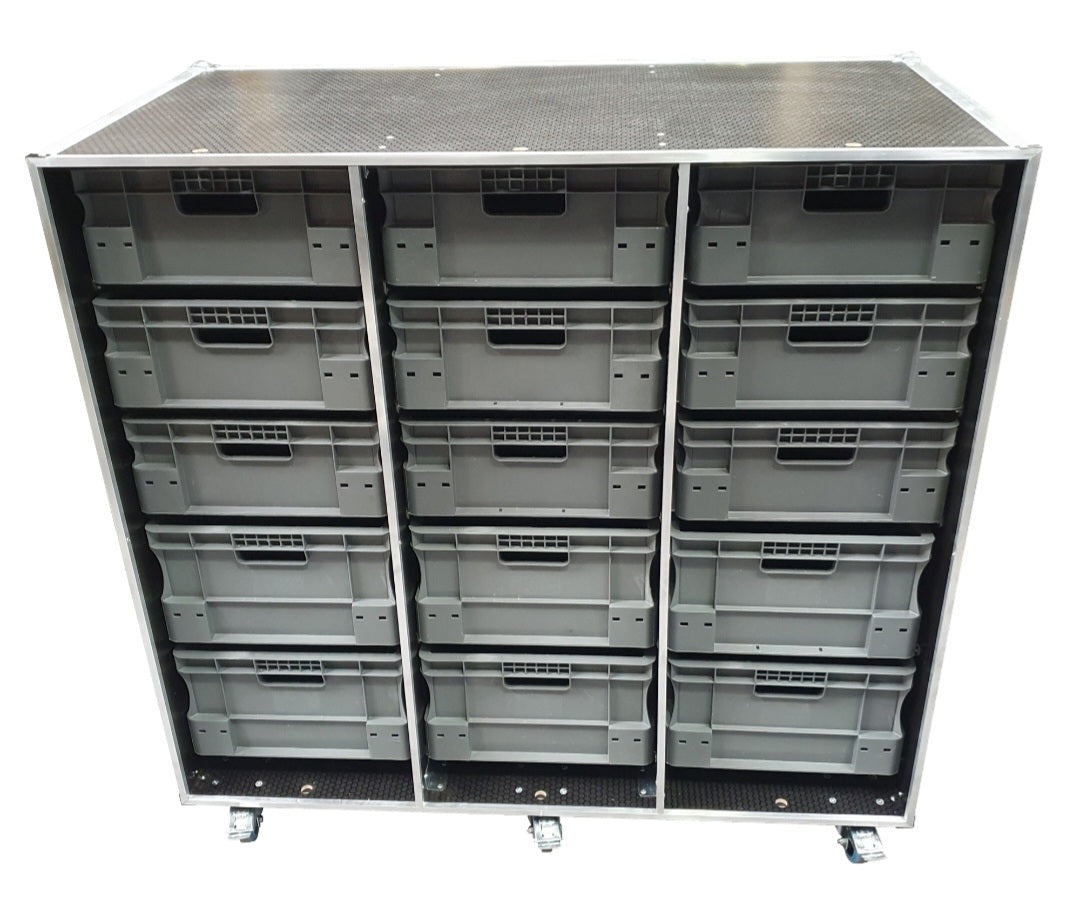 15 X Euro Container Flight Case - Open Front. VME-EC24
