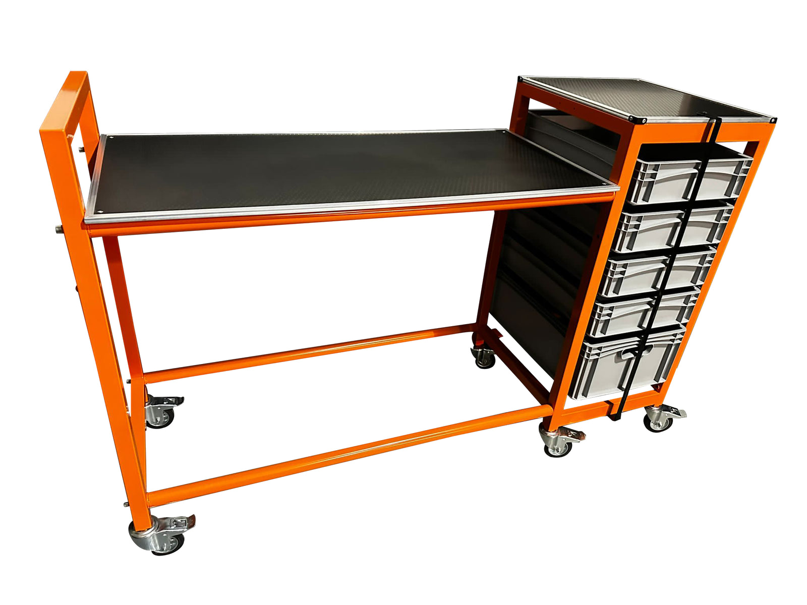 Tyre Rack With Removable Storage Boxes & Work Surface.