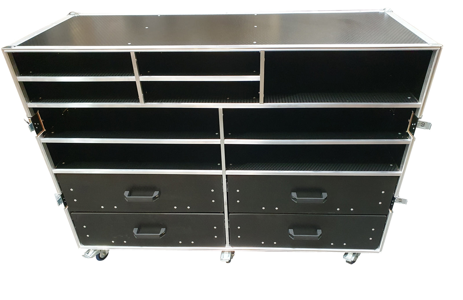 Set Up Equipment Storage Flight Case With Pad Levellers And Hub Stands view 2