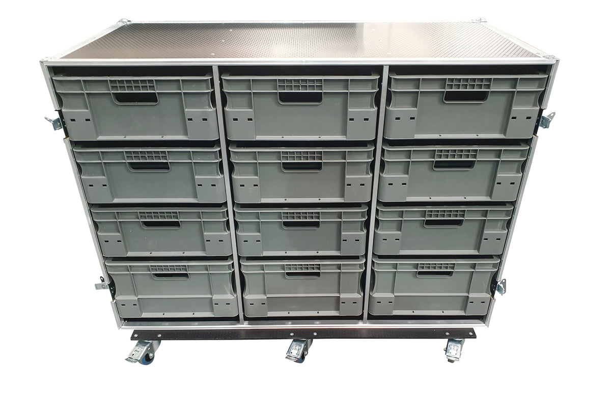 12 X Euro Container Flight Case With Removable Front Cover - VME-EC34