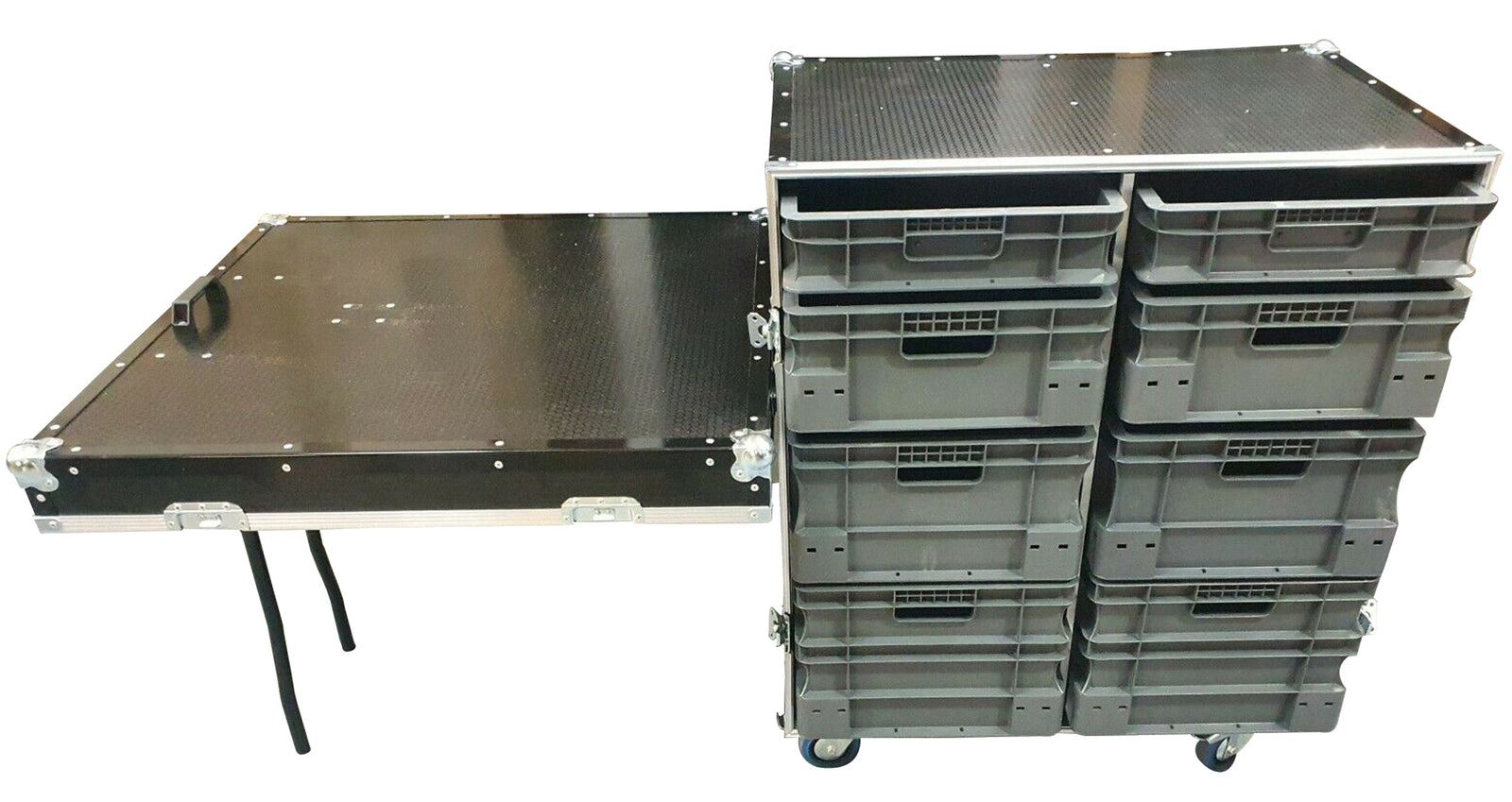 Flight Case Roll Cabinet 8 Box With Side Table VME-EC20