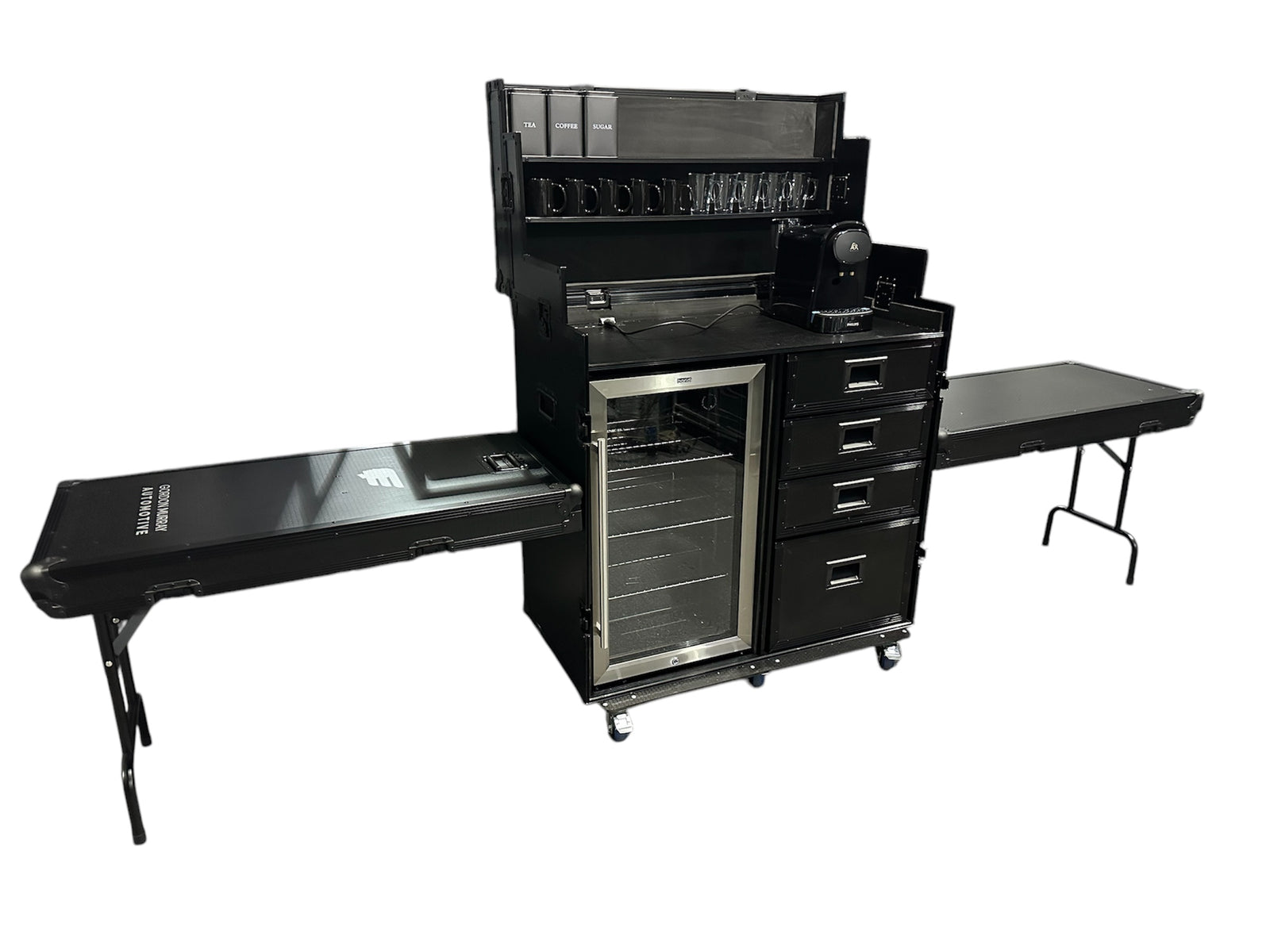 Hospitality Flight Case With Glass Front Fridge, Cups & Coffee Machine VME-HC1B