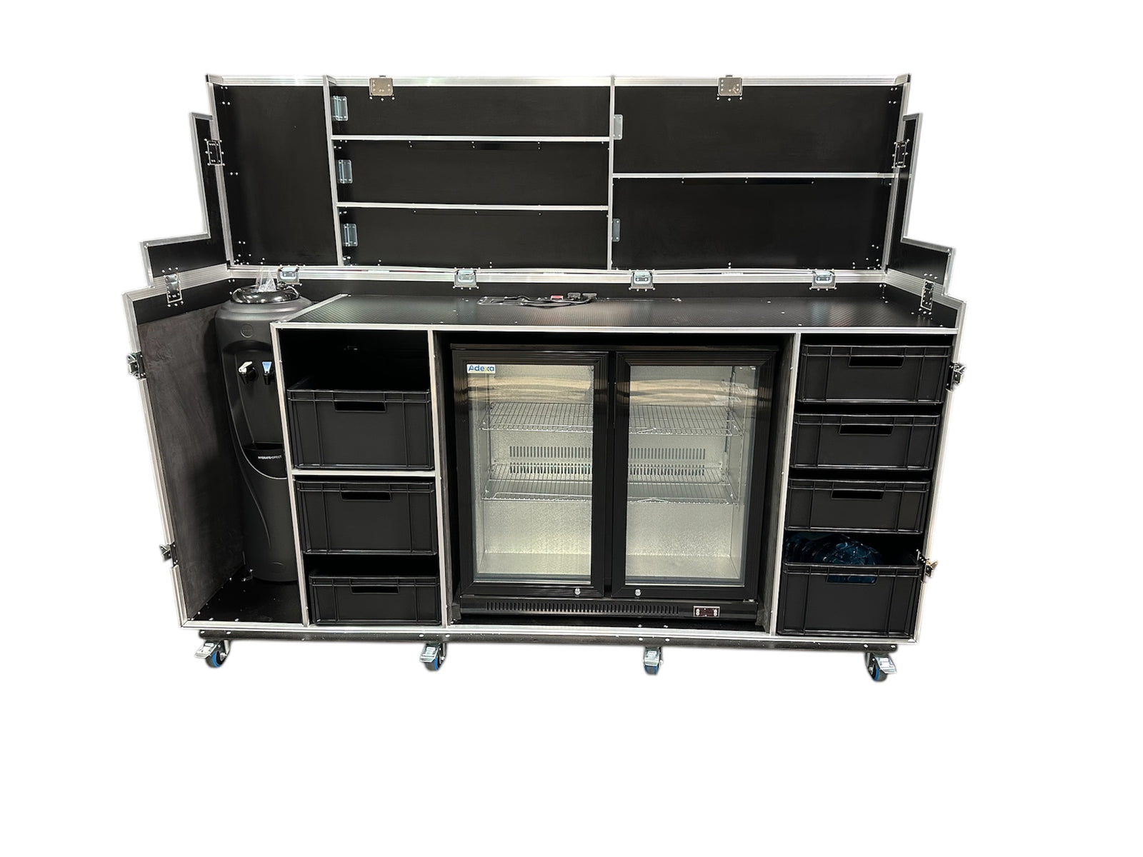 Hospitality Flight Case With Dual Glass Front Fridge & Water Cooler - VME-HC22 view 2