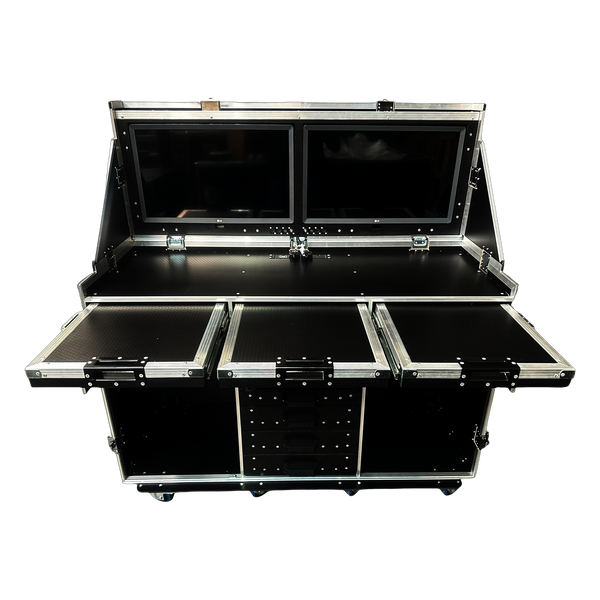 Data Station Flight Case With 2 x 28" Smart TV Screens & Side Tables VME-Data26