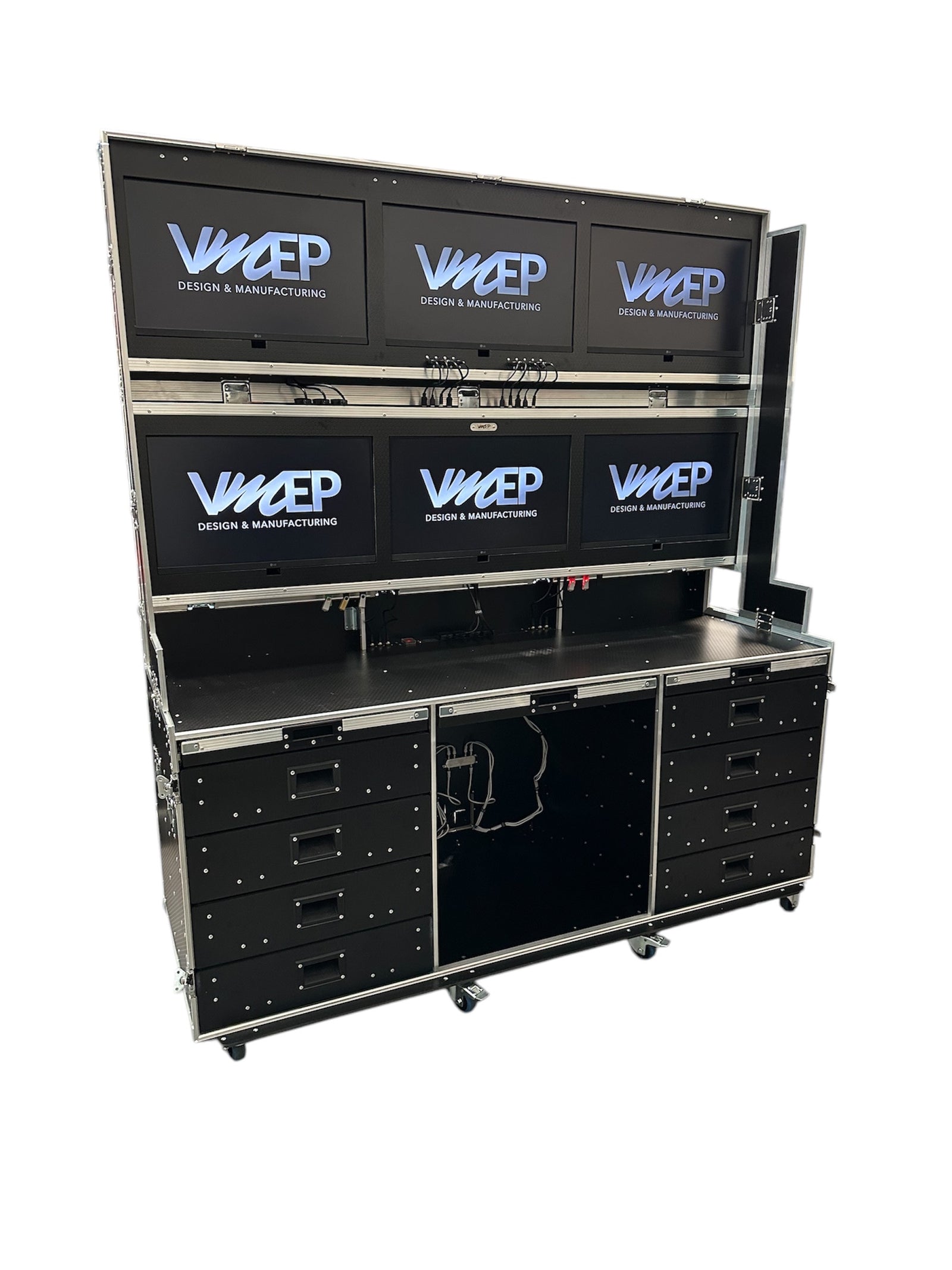 Data Station Flight Case With 6 X LG Smart TV Screens