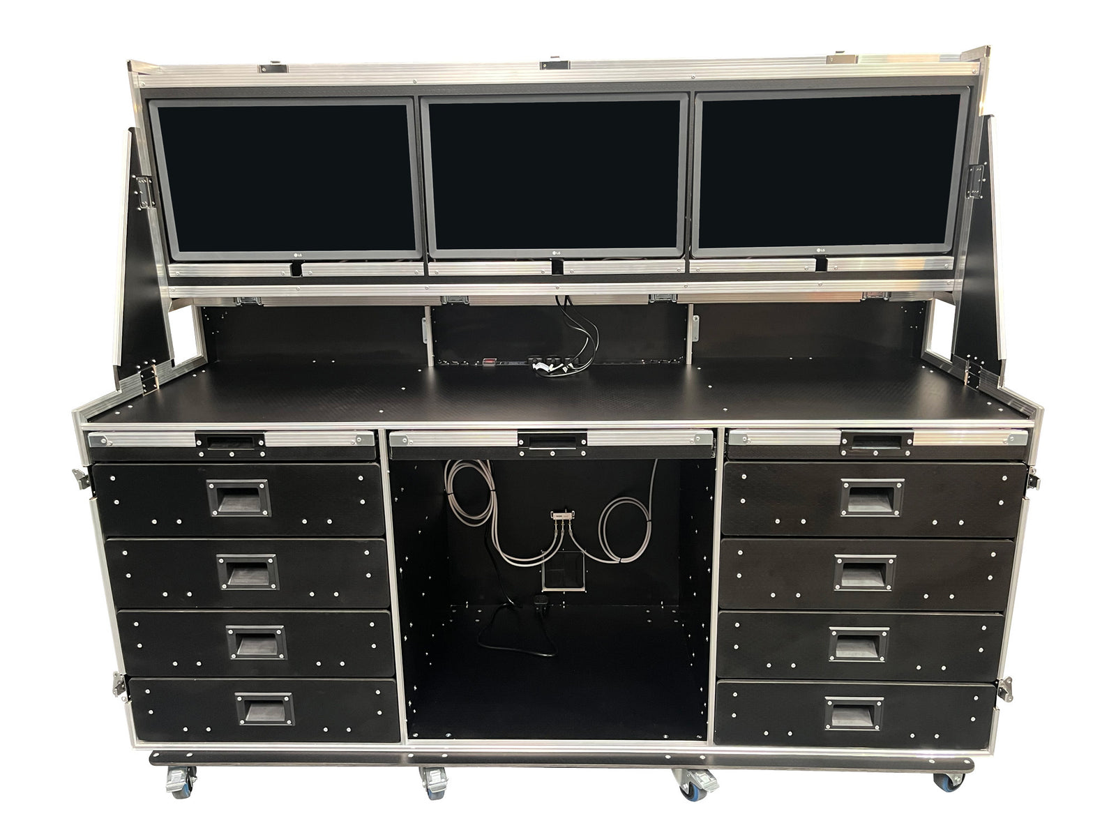 Data Station Flight Case With 3 X LG Smart TV Screens - VME-Data11