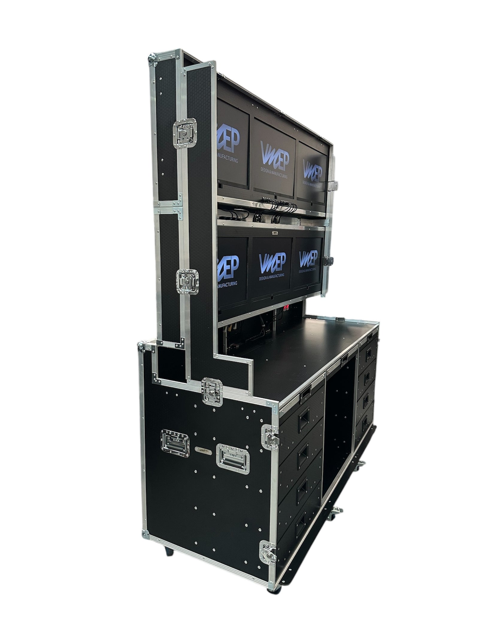 Data Station Flight Case With 6 X LG Smart TV Screens - VME-Data10
