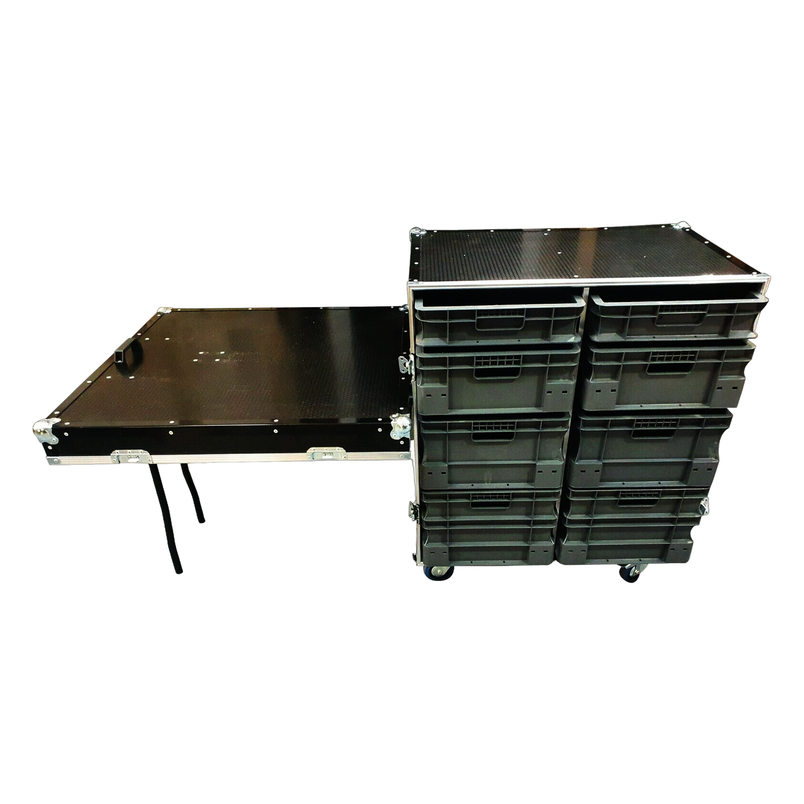 Flight Case Roll Cabinet 8 Box With Side Table VME-EC20