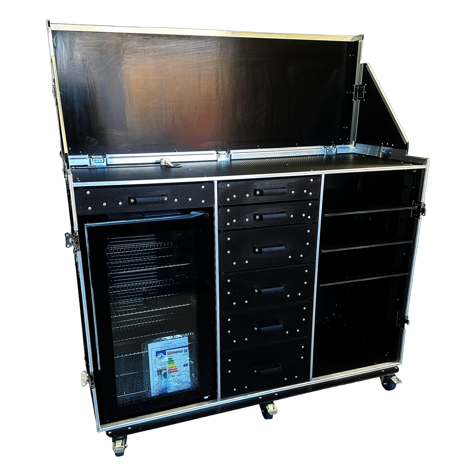 Hospitality Flight Case With Fridge, Draws & Table - VME-HC23